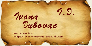 Ivona Dubovac vizit kartica